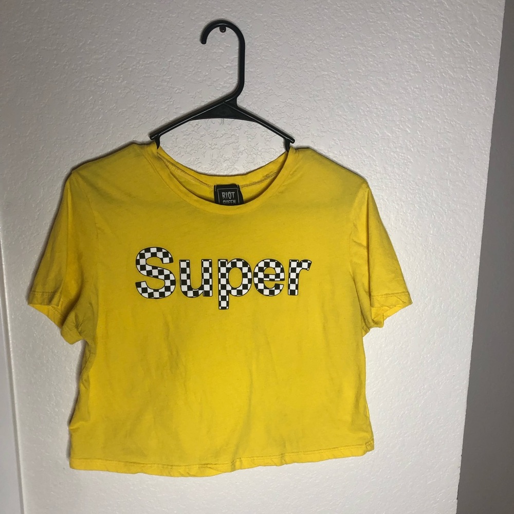 Yellow Super Checkered Crop Top